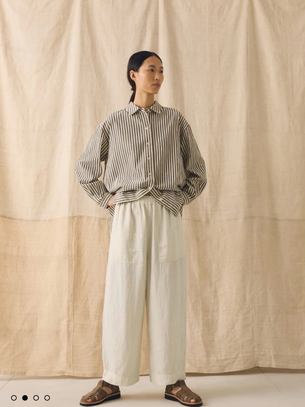 Metta Melbourne Relaxed Linen Cropped Pants in Light Beige